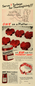 1942 Ad Ocean Spray Jellied Cranberry Sauce Thanksgiving Turkey Holiday LF5