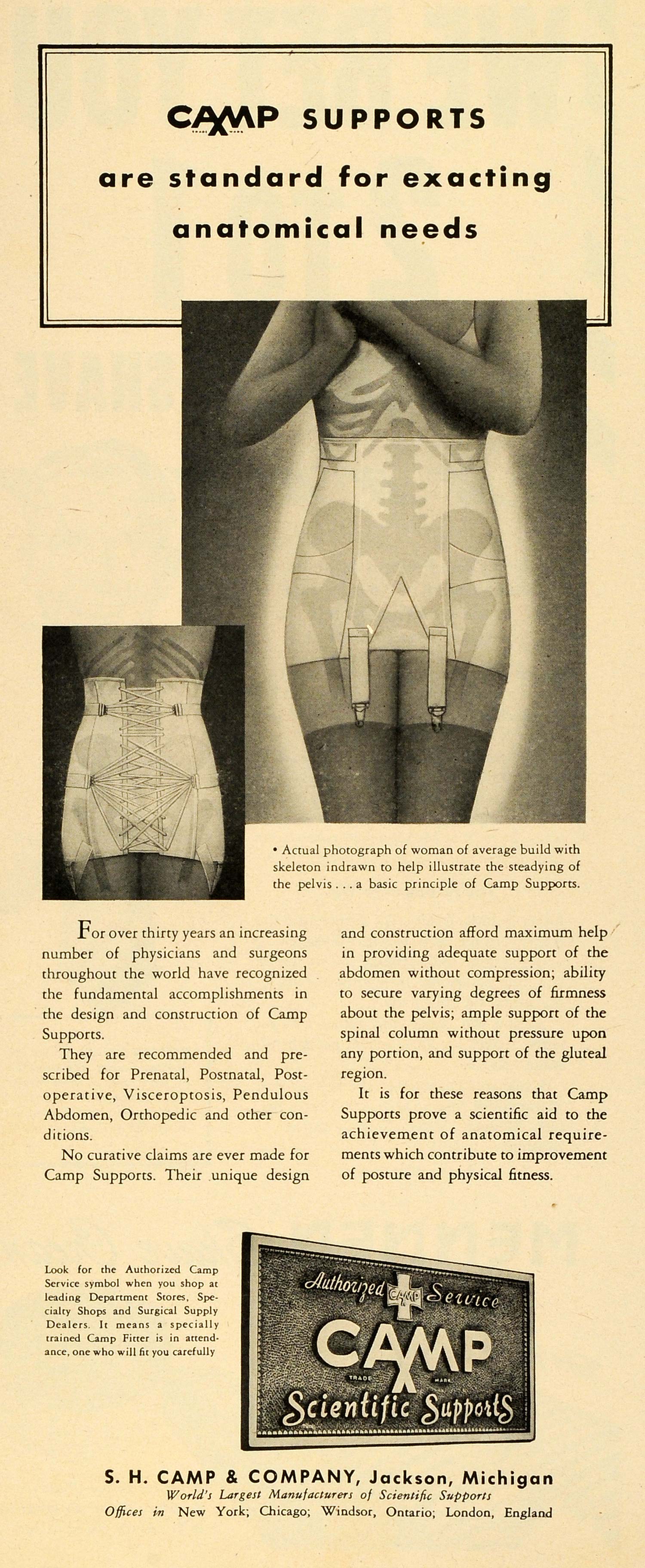 1945 Ad S. H. Camp Scientific Supports Women Undergarment Corset Garte –  Period Paper Historic Art LLC