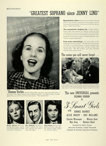 1936 Ad 3 Smart Girls Musical Movie Film Hollywood Celebrities Eddie Cantor LF5