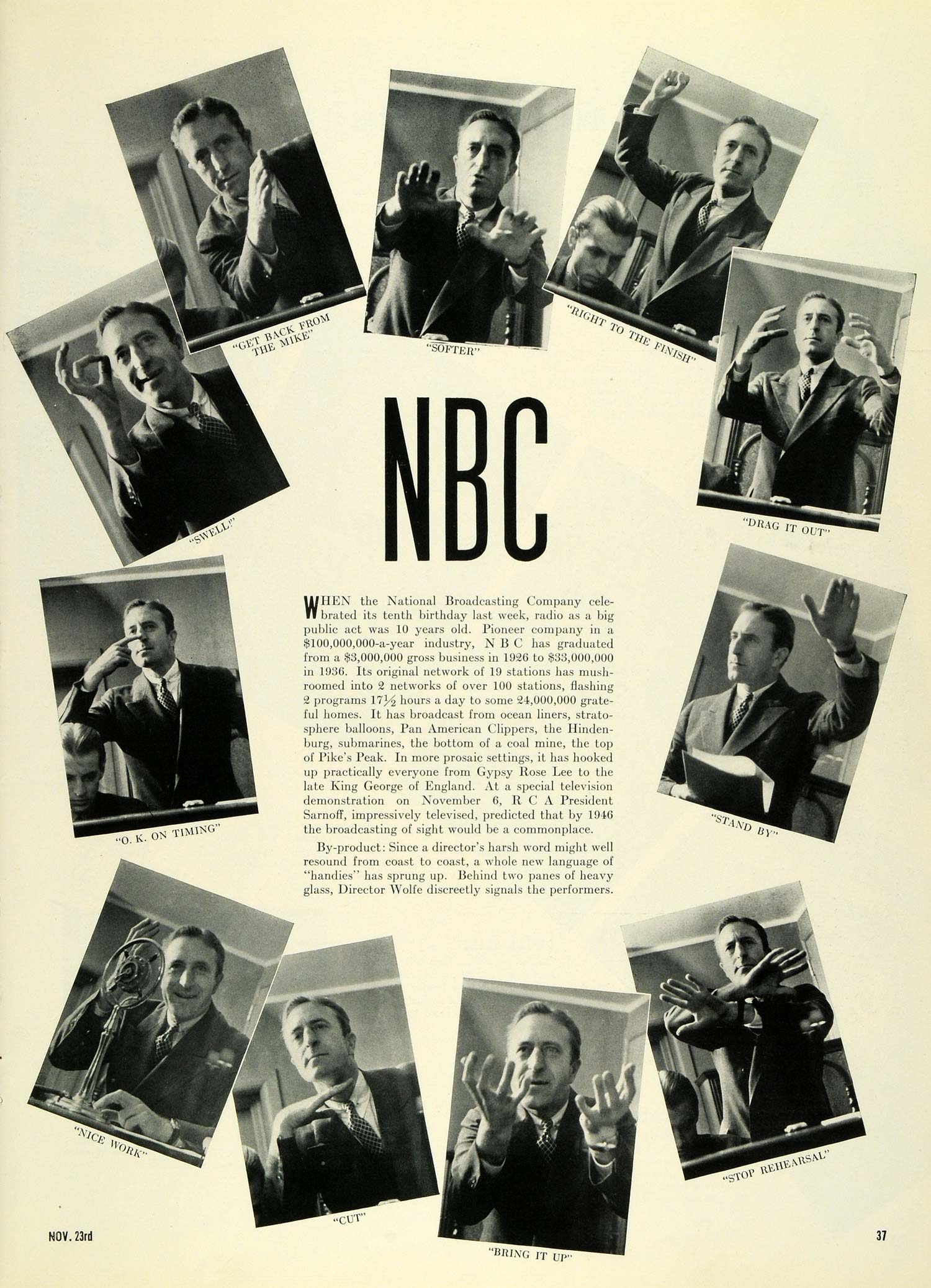 1936 Print NBC 10th Anniversary Director Wolfe Radio Broadcasting Signals LF5