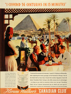1937 Ad Hiram Walker Canadian Club Egypt Pyramid Camel Alcohol Whisky Drink LF5