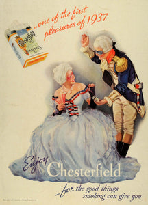 1937 Ad Chesterfield Cigarettes Masked Ball Liggett Myers Tobacco Fashion LF5