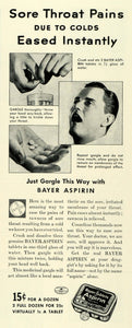 1937 Ad Bayer Aspirin Health Medicine Tablet Pricing Drug Water Mouth Pain LF5