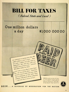 1939 Ad United Brewers Industrial Foundation New York Beer Taxes One Million LF5
