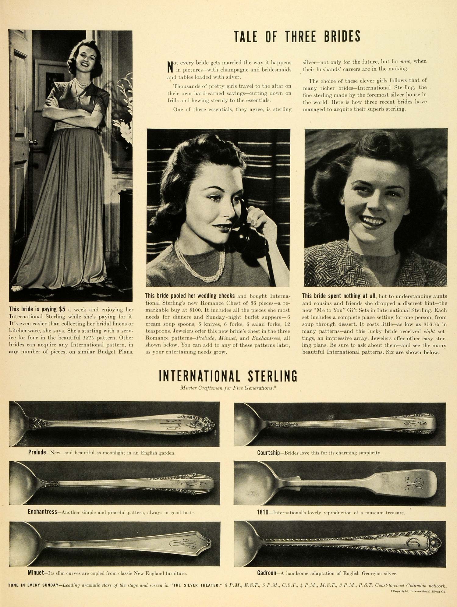 1939 Ad International Silver Co Sterling Silverware Kitchenware Brides LF5