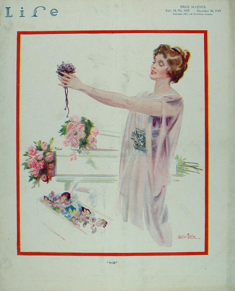 1919 Cover Life Walter Ernest Tittle Woman Flowers - ORIGINAL LFC1