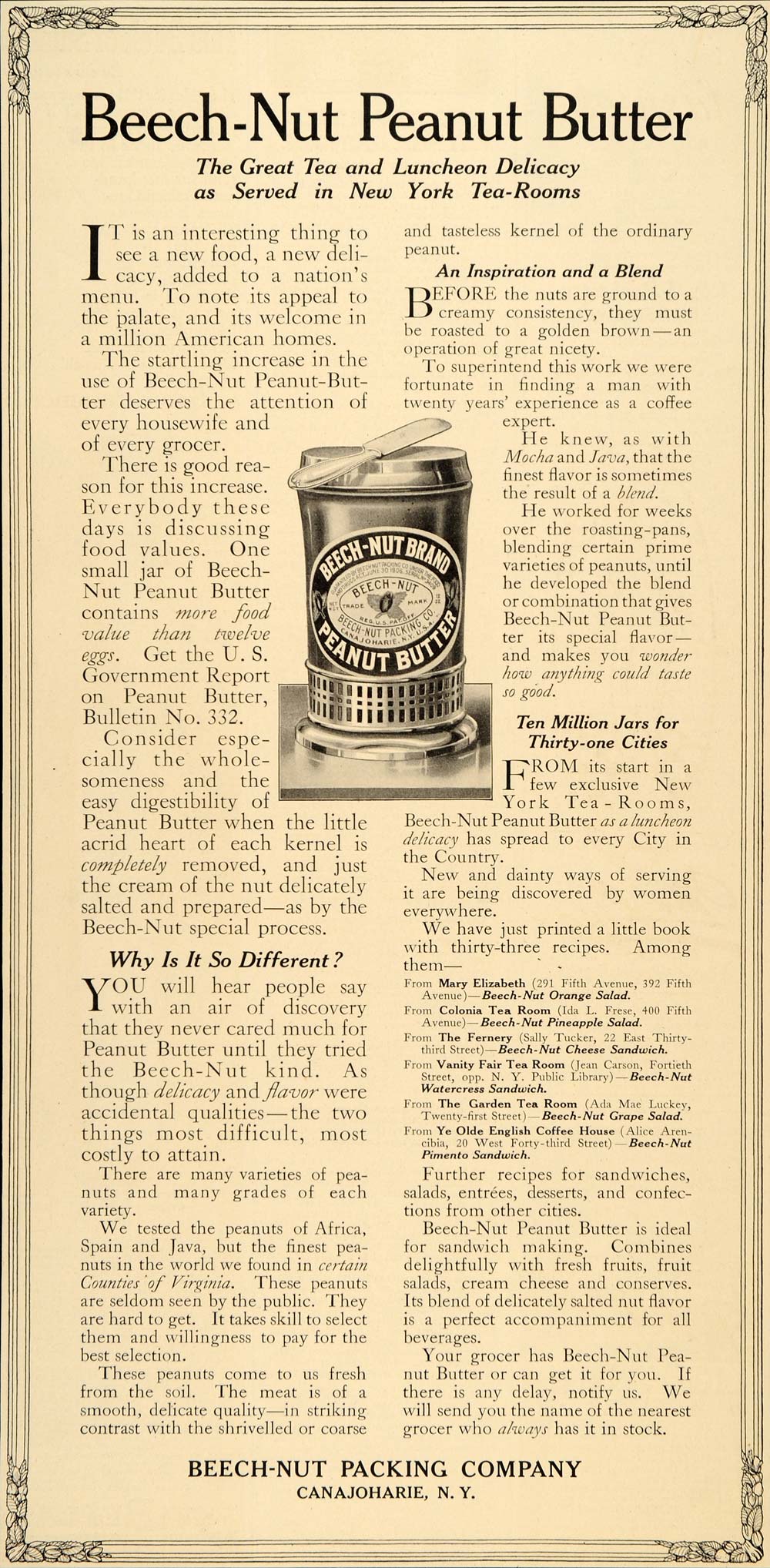 1914 Ad Beech-Nut Peanut Butter Canajoharie NY Ada Mae - ORIGINAL LHJ1