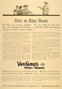 1909 Ad Bake Beans Van Camps Pork Tomato Sauce Packing - ORIGINAL LHJ1