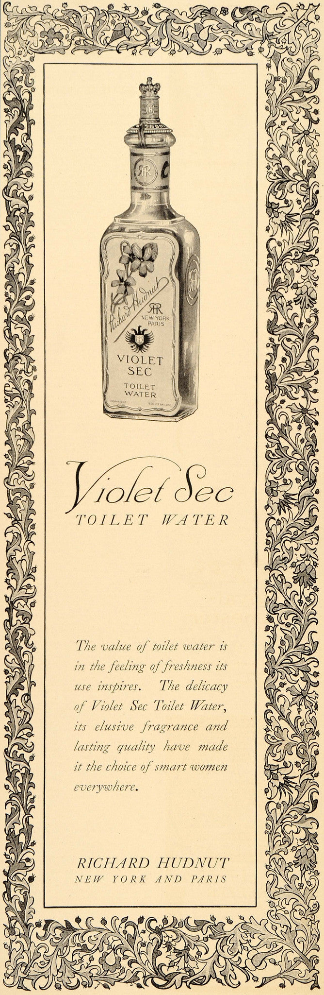 1914 Ad Violet Sec Toilet Water Women Perfume Hudnut - ORIGINAL ADVERTISING LHJ1 - Period Paper
