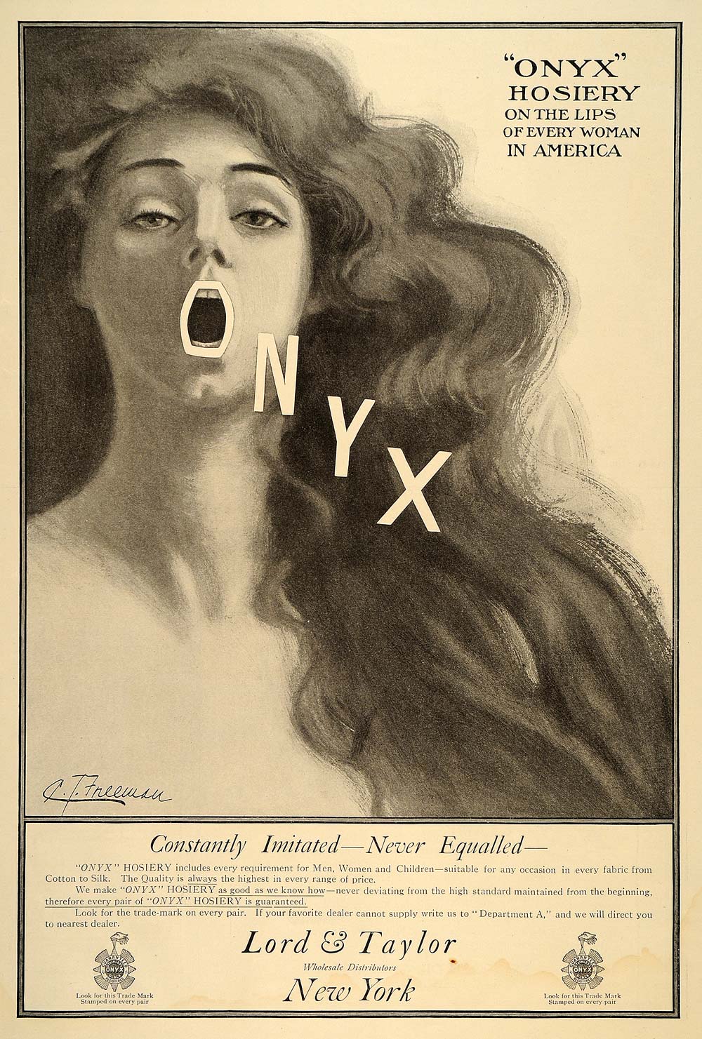 1909 Ad Onyx Hosiery Lips Women Taylor Suggestive Lord - ORIGINAL LHJ1