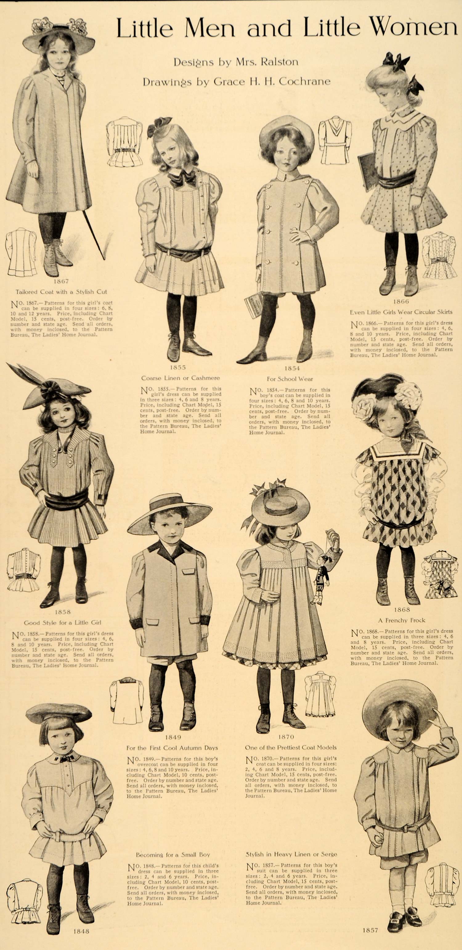 1905 Print Ralston Coat Jacket Frock Cashmere Linen - ORIGINAL HISTORIC LHJ1