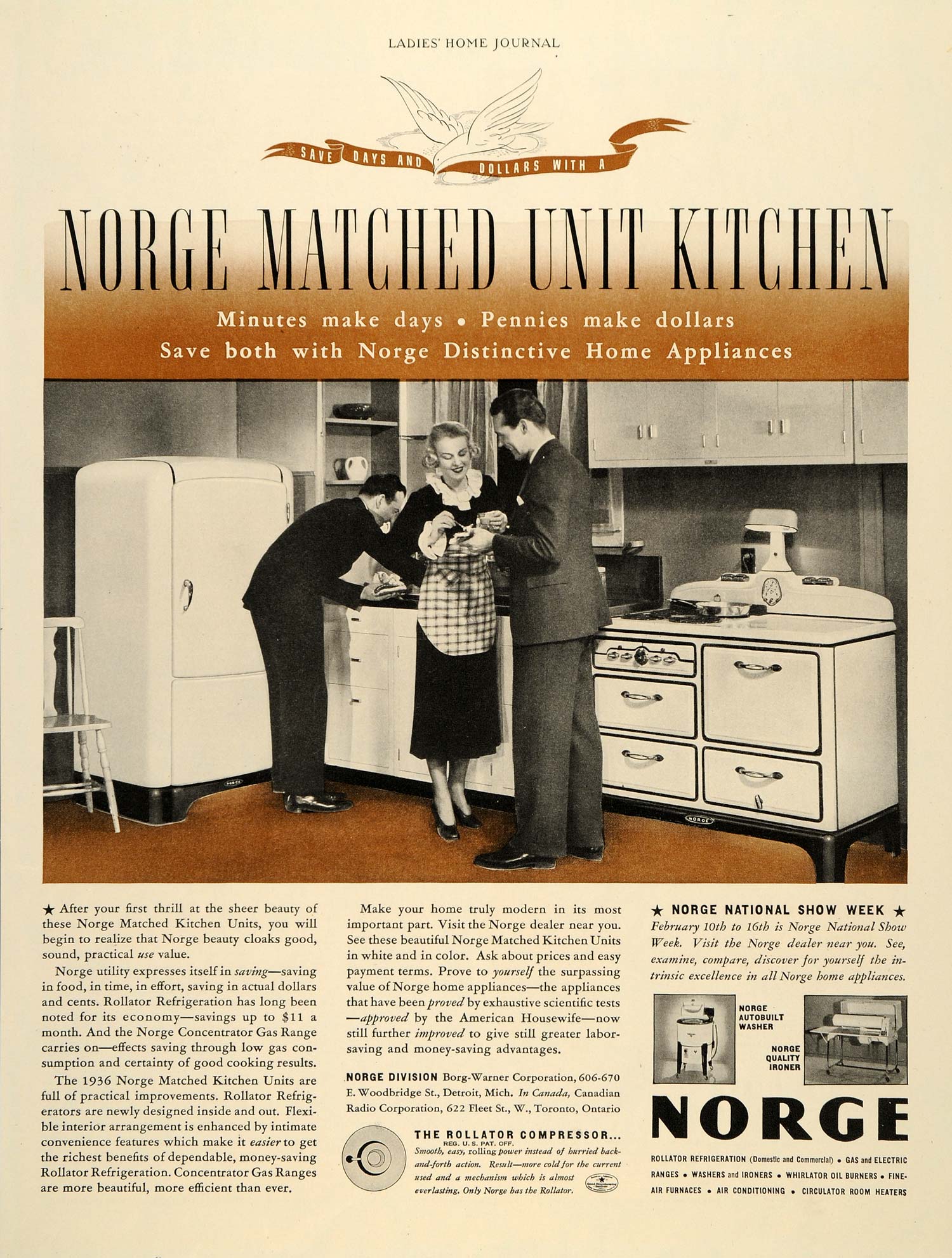 1936 Ad Norge Matched Unit Kitchen Rollator Compressor - ORIGINAL LHJ2