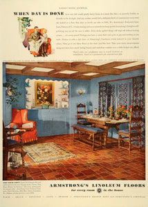 1936 Ad Armstrong's Linoleum Floors Pattern 6271 Home - ORIGINAL LHJ2