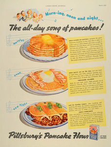 1936 Ad Pillsbury's Pancake Flour Box Recipes Song - ORIGINAL ADVERTISING LHJ2