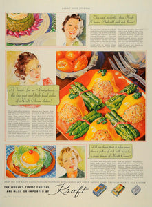 1936 Ad Kraft Cheese Package Dishes Bing Crosby Radio - ORIGINAL LHJ2