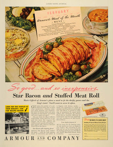 1936 Ad Armour Bacon Stuffed Meat Roll Marie Gifford - ORIGINAL ADVERTISING LHJ2
