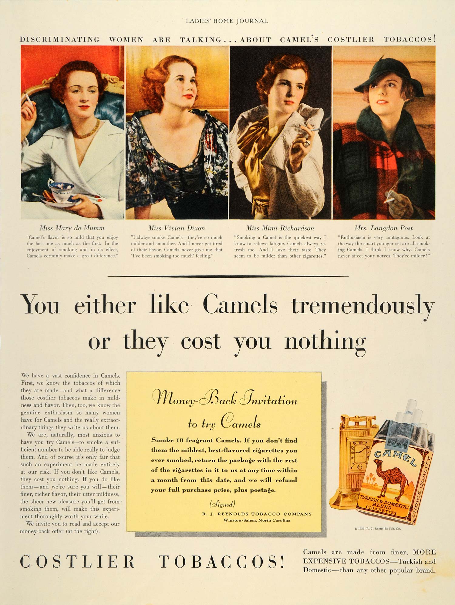 1936 Ad Camel Cigarettes Famous Celebs Vivian Dixon etc - ORIGINAL LHJ2