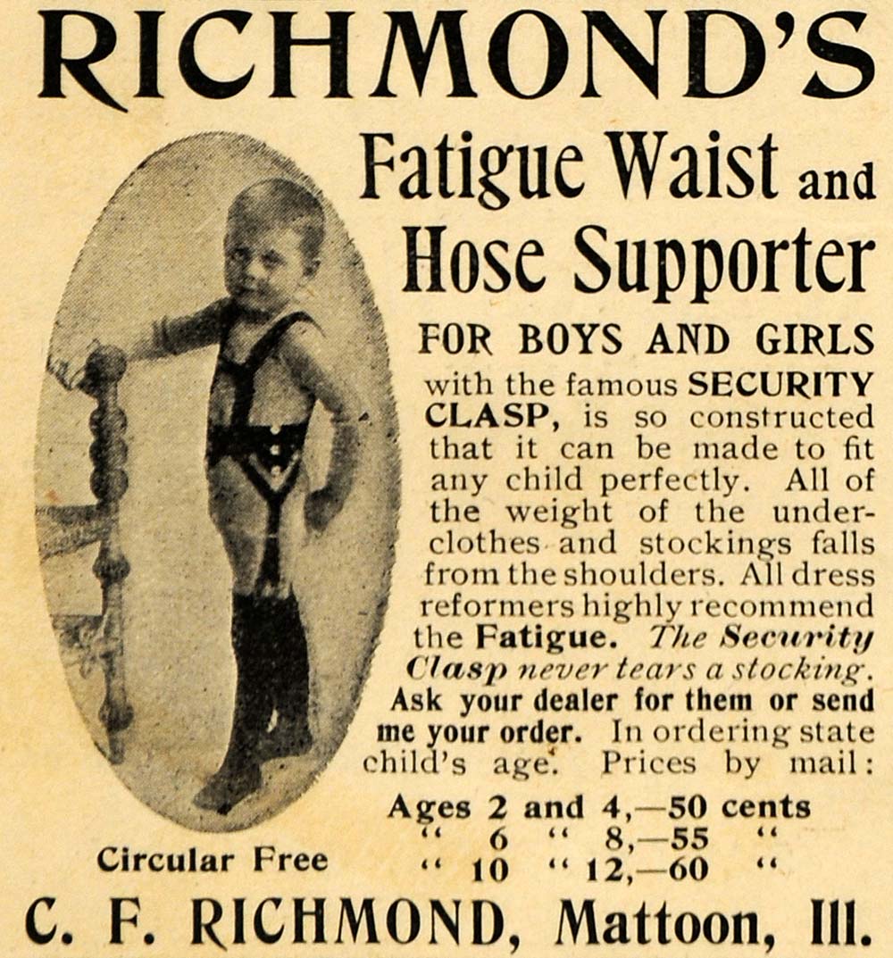 1895 Ad Richmond's Fatigue Waist Hose Supporter Child - ORIGINAL LHJ3