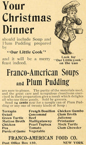 1894 Ad Franco-American Soups Christmas Child Chef Cook - ORIGINAL LHJ3