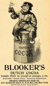 1894 Ad Blooker's Dutch Cocoa Franco-American Food NY - ORIGINAL LHJ3