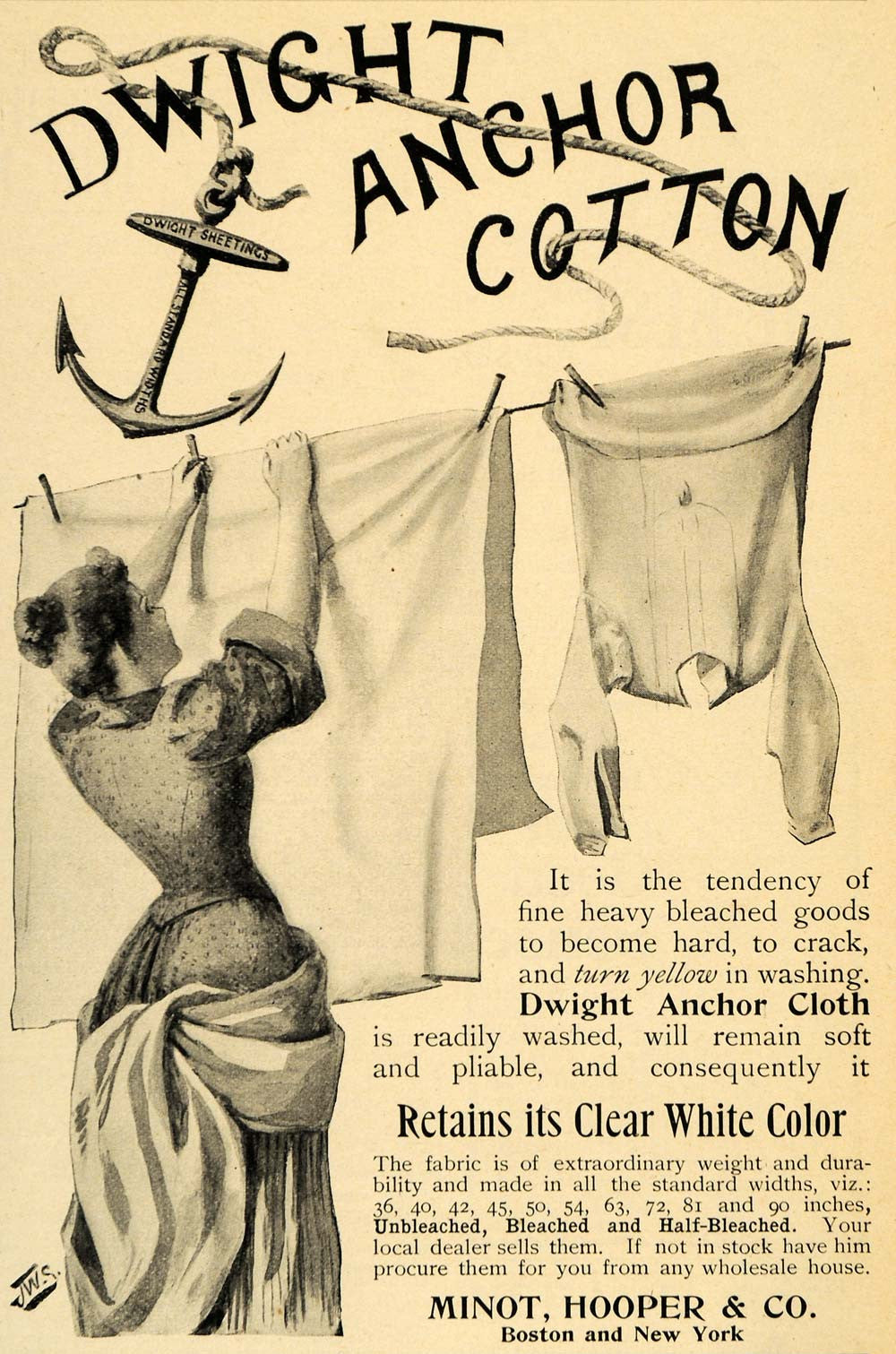 1895 Ad Dwight Anchor Cotton Minot Hooper & Company - ORIGINAL ADVERTISING LHJ3