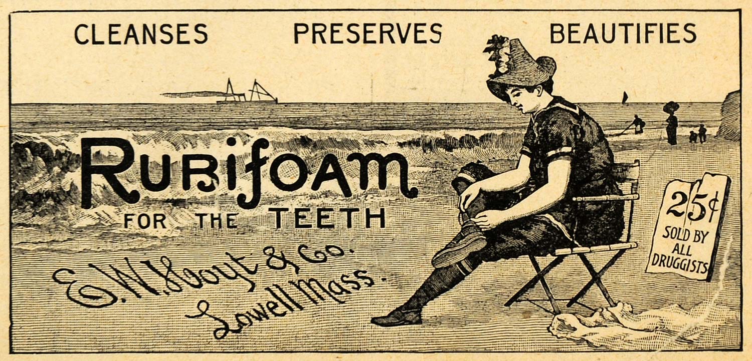 1891 Ad Beach Clothing Rubifoam Teeth E W Hoyt Company - ORIGINAL LHJ3