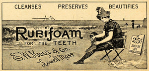 1891 Ad Beach Clothing Rubifoam Teeth E W Hoyt Company - ORIGINAL LHJ3
