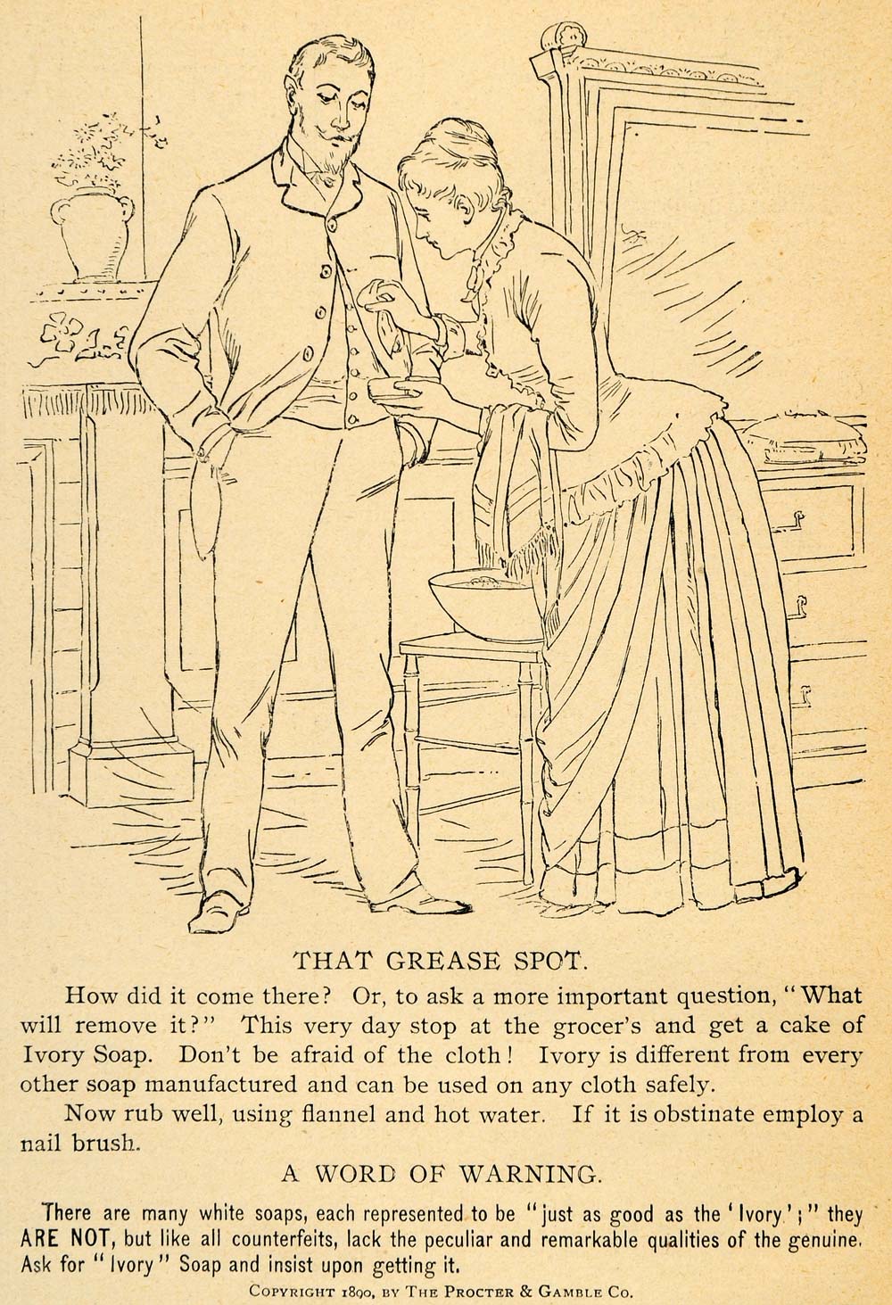1891 Ad Grease Spot Ivory Soap Procter Gamble Company - ORIGINAL LHJ3