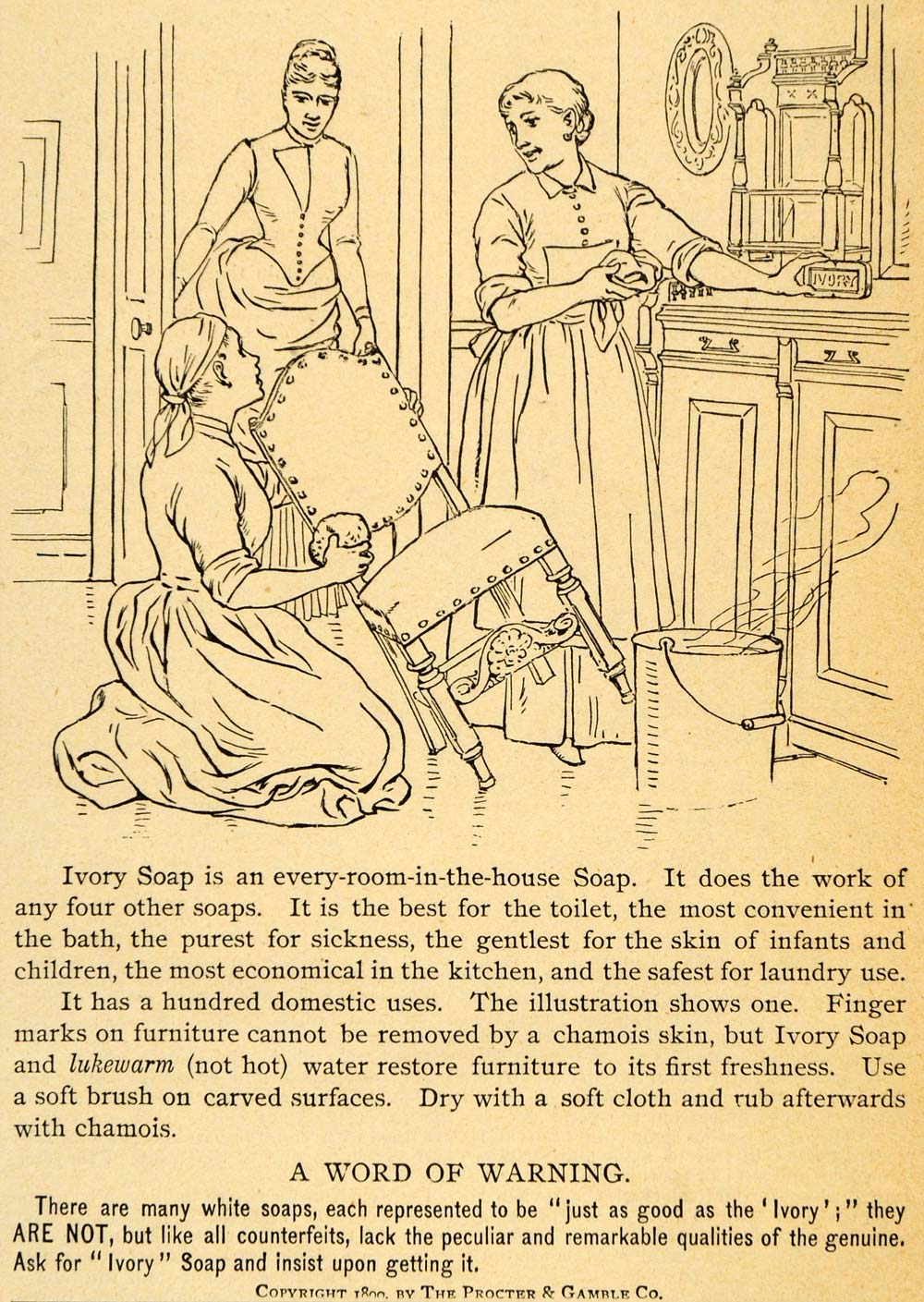 1891 Ad Clean Furniture Ivory Soap Bar Floating Legend - ORIGINAL LHJ3