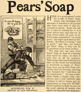 1890 Ad Boys Good Natured Tussle for Pears Soap Cake - ORIGINAL ADVERTISING LHJ3
