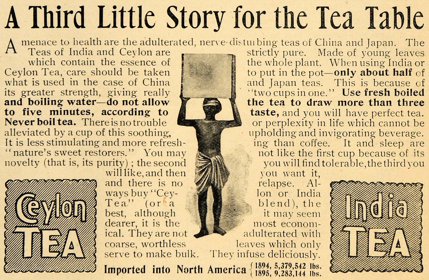 1896 Ad Ceylon Sri Lanka India Tea Leaf Japan Beverage - ORIGINAL LHJ3