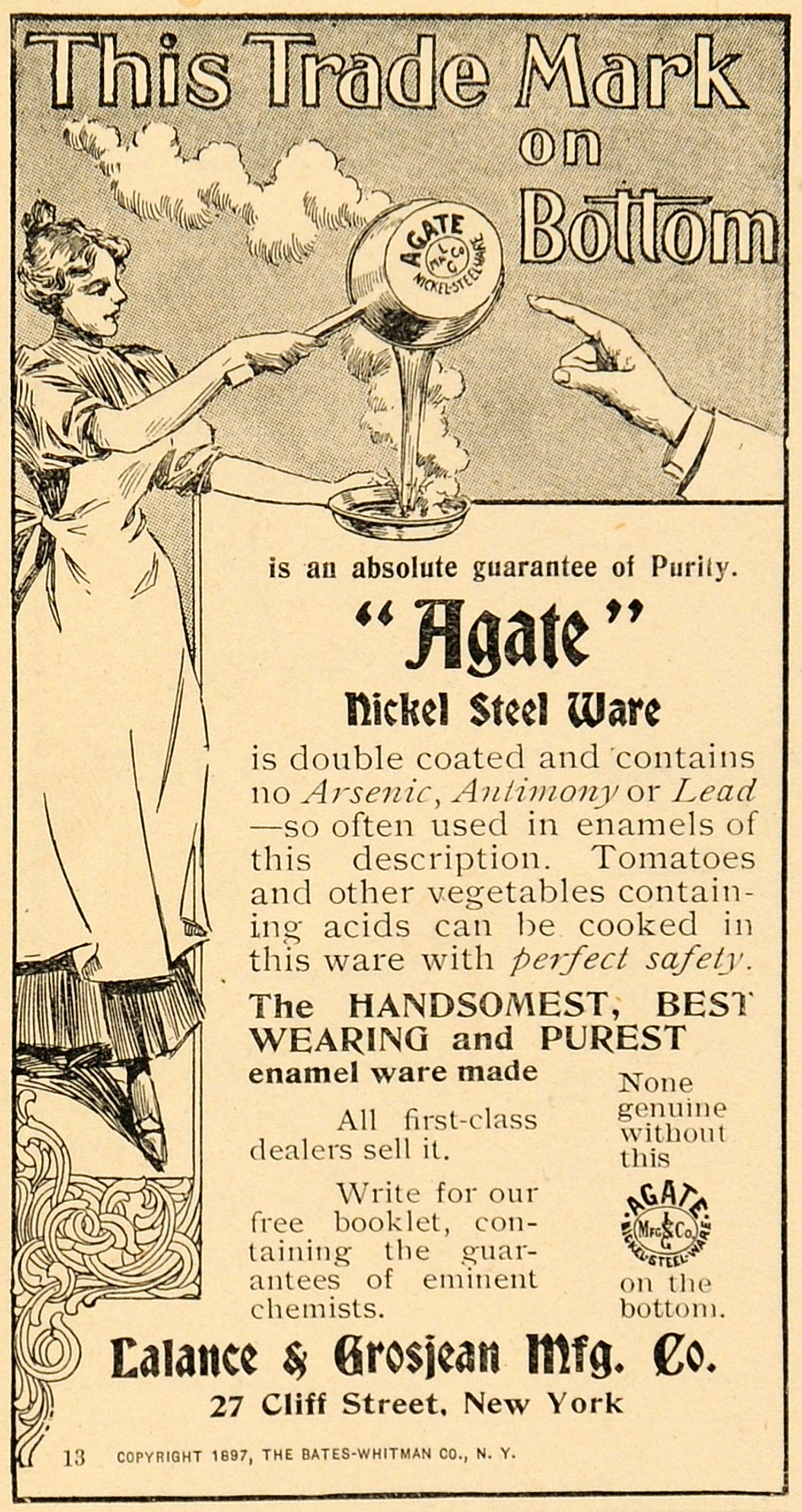 1897 Ad Agate Nickel Steel Ware Lalance Grosjean Pot - ORIGINAL ADVERTISING LHJ3