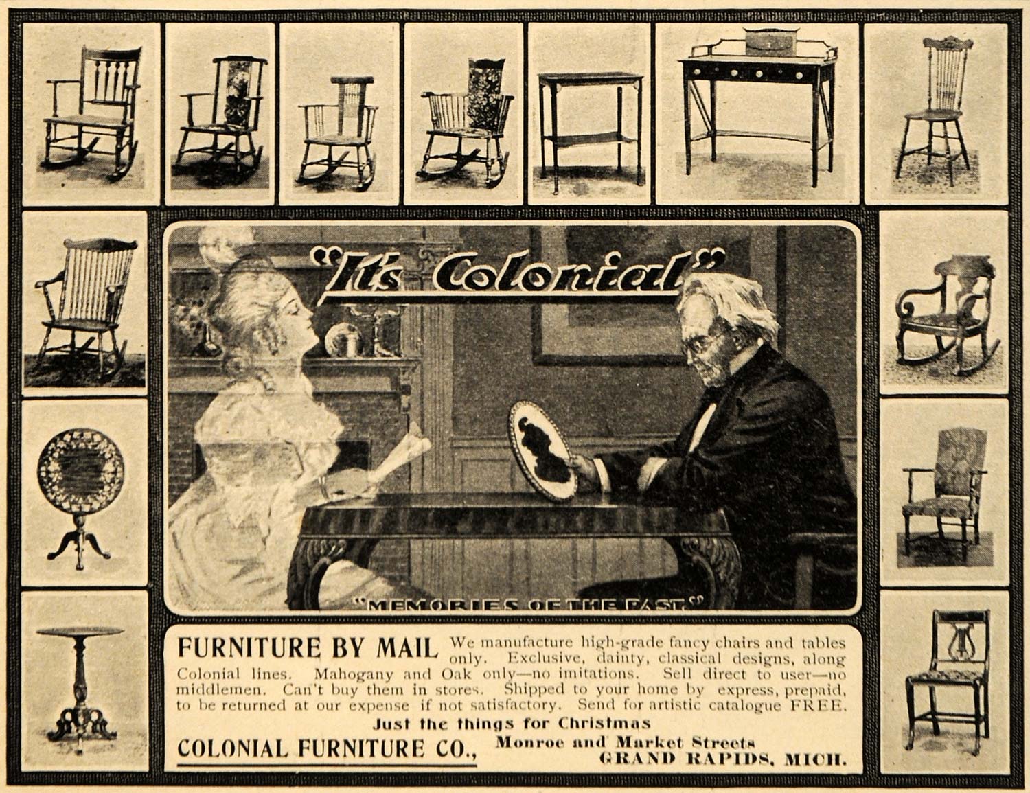 1899 Ad Colonial Furniture Chairs Desks Table Christmas - ORIGINAL LHJ4