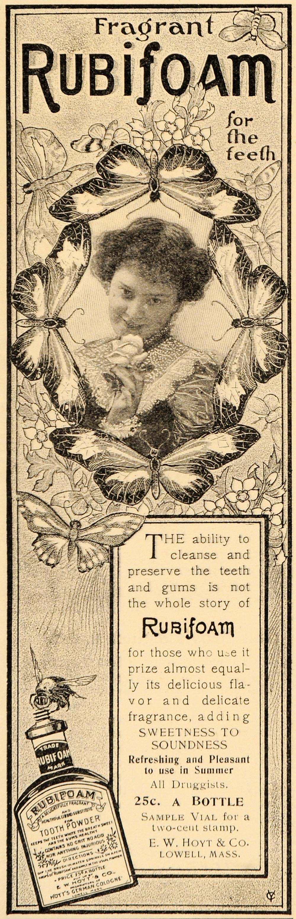 1899 Ad Rubifoam Toothpaste Cleanser Gums Butterflies - ORIGINAL LHJ4