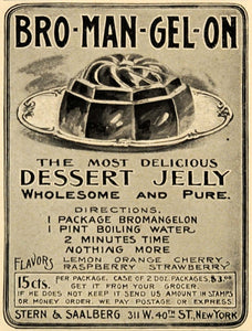 1899 Ad Bro-Man-Gel-On Dessert Jelly Gelatin Raspberry - ORIGINAL LHJ4