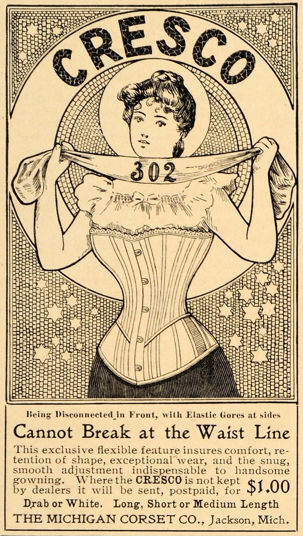 1900 Ad Cresco Corsets Women Clothing Body Image Curves - ORIGINAL