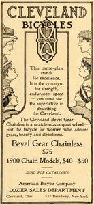 1900 Ad Cleveland Bicycles Bevel Gear Chainless Models - ORIGINAL LHJ4