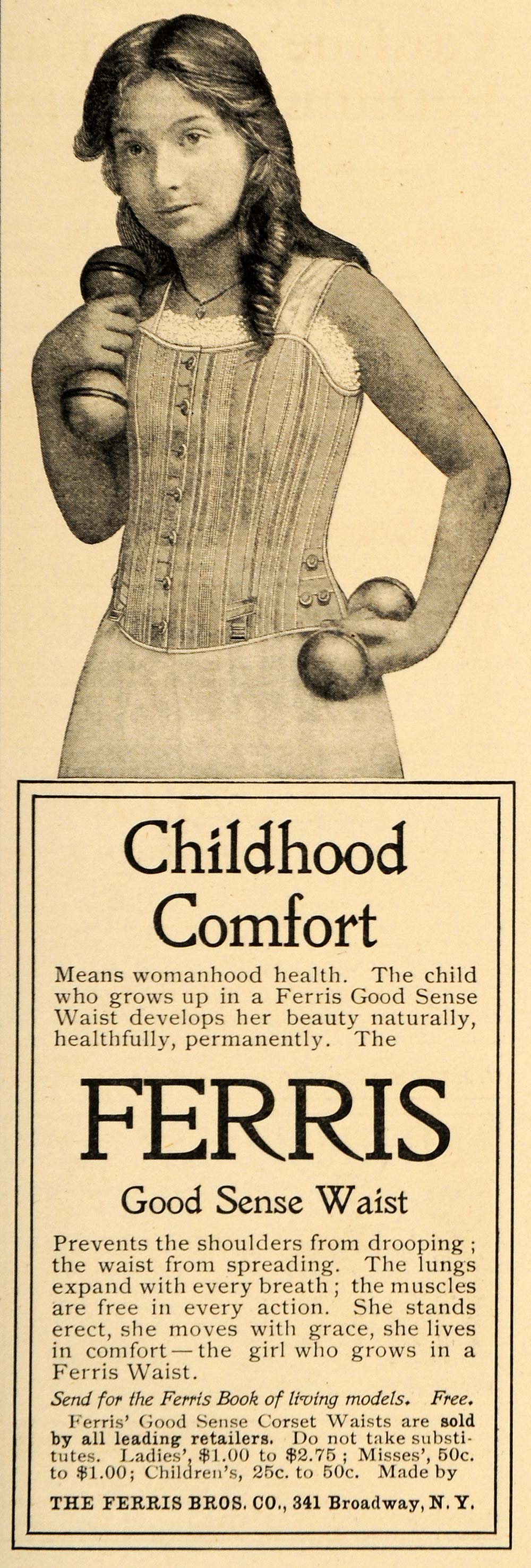 1900 Ad Ferris Waist Child Beauty Fashion Brothers Girl - ORIGINAL LHJ4