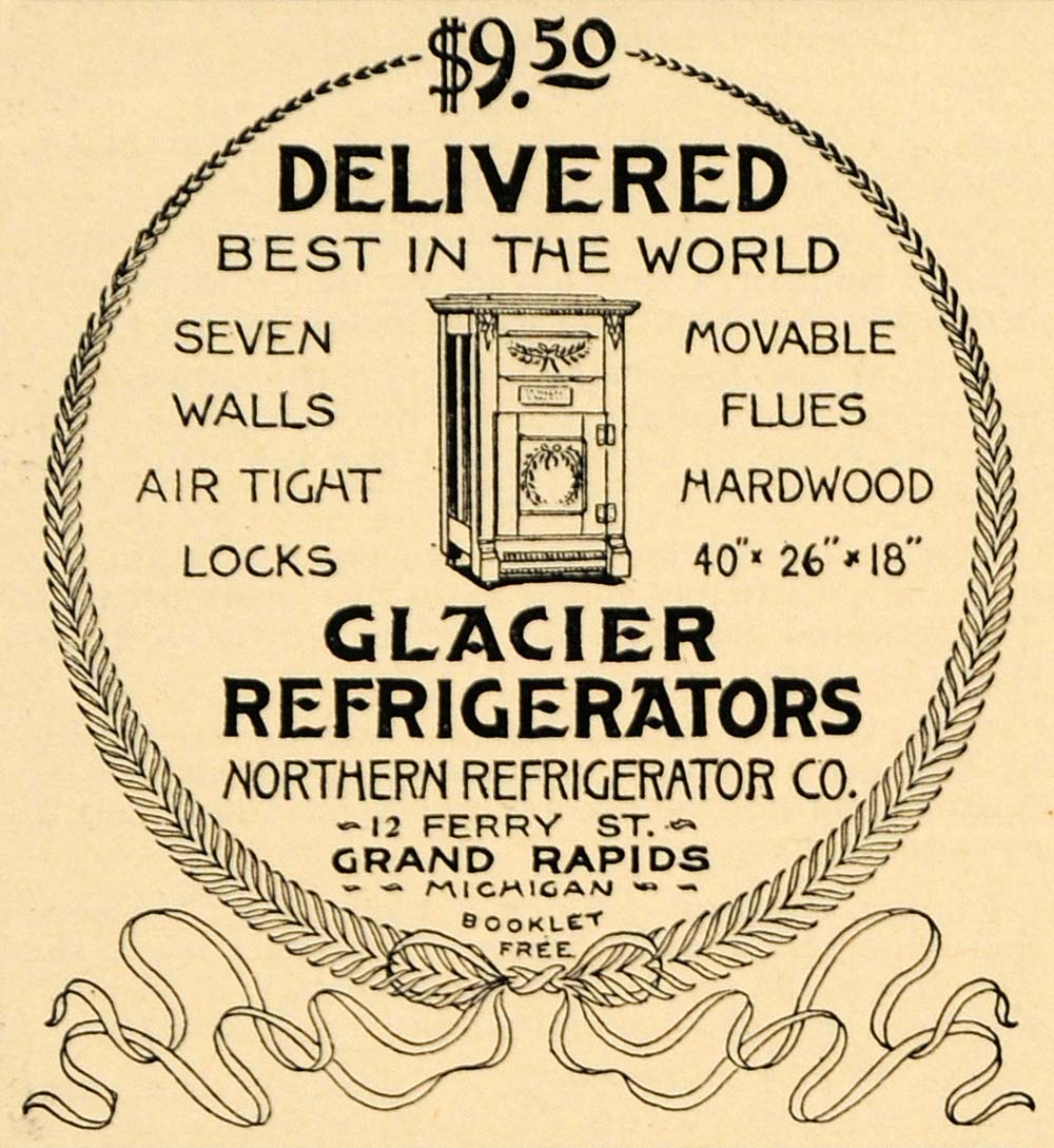 1896 Ad Glacier Refrigerators Grand Rapids Northern - ORIGINAL ADVERTISING LHJ4