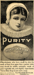 1896 Ad Purity Velvet Skin Soap Palisade Ruff Collar - ORIGINAL ADVERTISING LHJ4