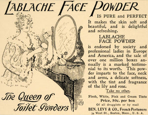 1896 Ad LaBlache Face Powder Queen Toilet Ben Levy Skin - ORIGINAL LHJ4