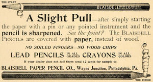 1896 Ad Blaisdell Paper Pencil Crayons Writing Typing - ORIGINAL LHJ4