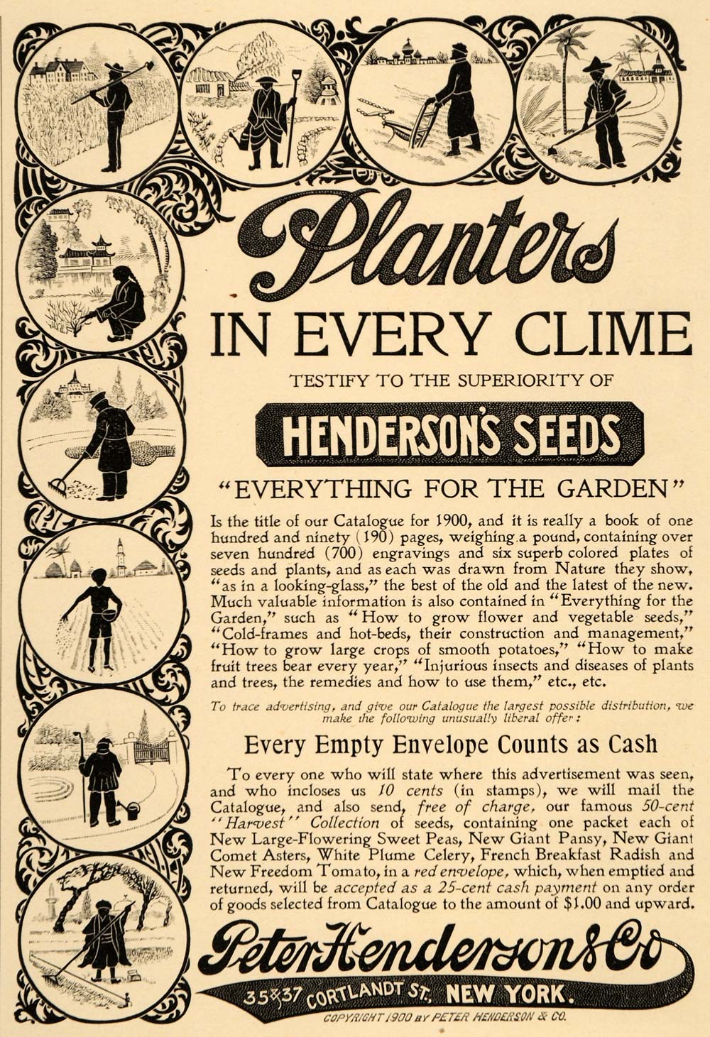 1900 Ad Peter Henderson Planter Seeds Garden Winter Hoe - ORIGINAL LHJ4