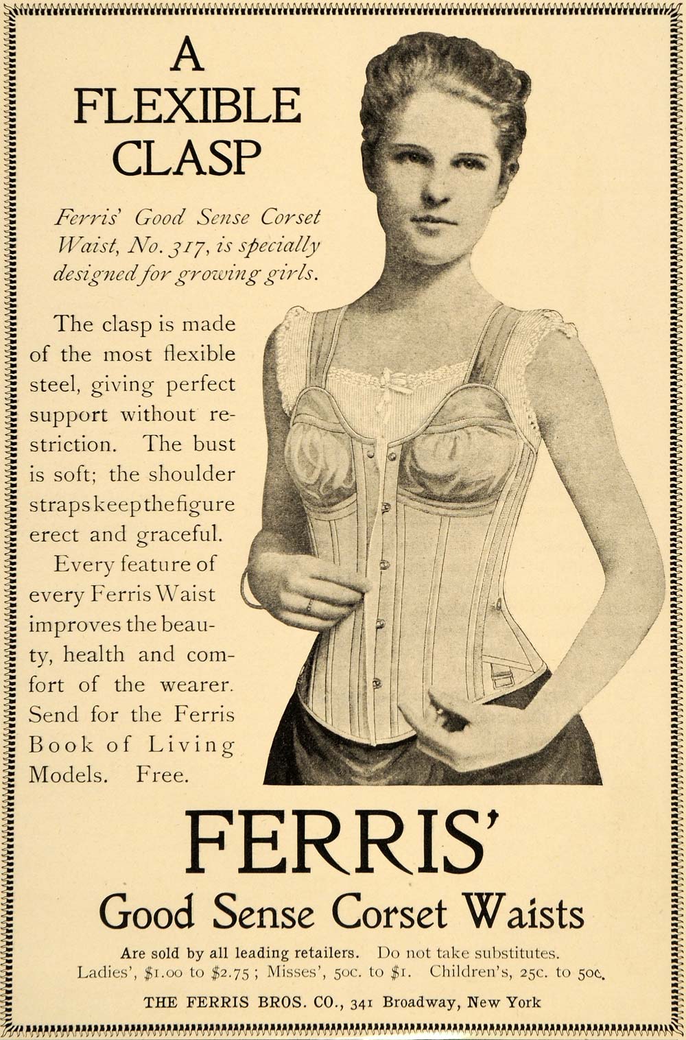 1900 Ad Ferris Corset Waist Clothing Fashion No 317 - ORIGINAL ADVERTISING LHJ4