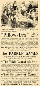 1896 Ad Parker Bros. Games Prisoner of Zenda Pillow=Dex - ORIGINAL LHJ4
