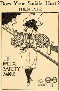 1896 Ad Hurt? Ride Duplex Safety Saddle Spring Clothing - ORIGINAL LHJ4