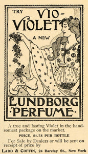 1895 Ad Vio-Violet Lundborg Perfume Ladd & Coffin NYC - ORIGINAL LHJ4 - Period Paper
