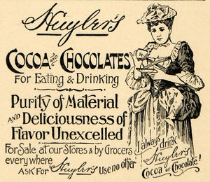 cocoa*ページ 1897 Ad Huyler's Cocoa Chocolate Drink Victorian Woman - ORIGINAL