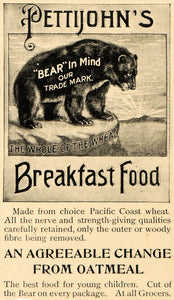 1897 Ad Pettijohn's Breakfast Food Wheat Children Bear - ORIGINAL LHJ4