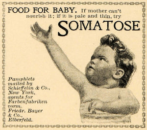 1897 Ad Somatose Baby Food Mothers Lack Nourishment - ORIGINAL ADVERTISING LHJ4